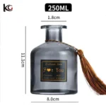 Elegant Smoky Gray Glass Diffuser - Wide Base Empty Bottle with Wood Lid, Includes Reeds & Dried Flowers for Home Fragrance - Image 8