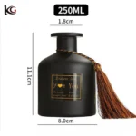 Elegant Smoky Gray Glass Diffuser - Wide Base Empty Bottle with Wood Lid, Includes Reeds & Dried Flowers for Home Fragrance - Image 9