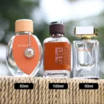 New Design 100ml Leather-Wrapped Perfume Bottle - Premium Curved Glass Refillable Empty Bottle with Press-Type Dispenser for Luxury Fragrance Branding