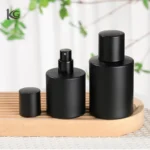 Factory Direct Cylinder Matte Black Perfume Bottles 30ml 50ml - Threaded Pump Glass Empty Bottles, New Design Cosmetic Containers